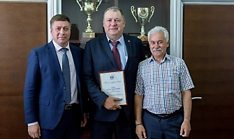 В министерстве физ.культуры и спорта чествовали победителей первенства Европы U23 по греко-римской борьбе Сергея Степанова, Шамиля Ожаева, Михаила Лаптева_13